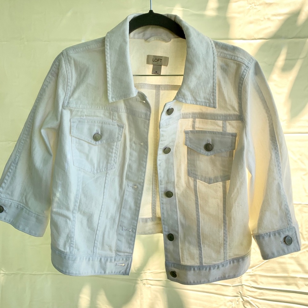 LOFT White Cropped Denim Jacket